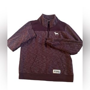 VS PINK Women’s Purple Quarter‎ Zip Sweater Small Love Pink